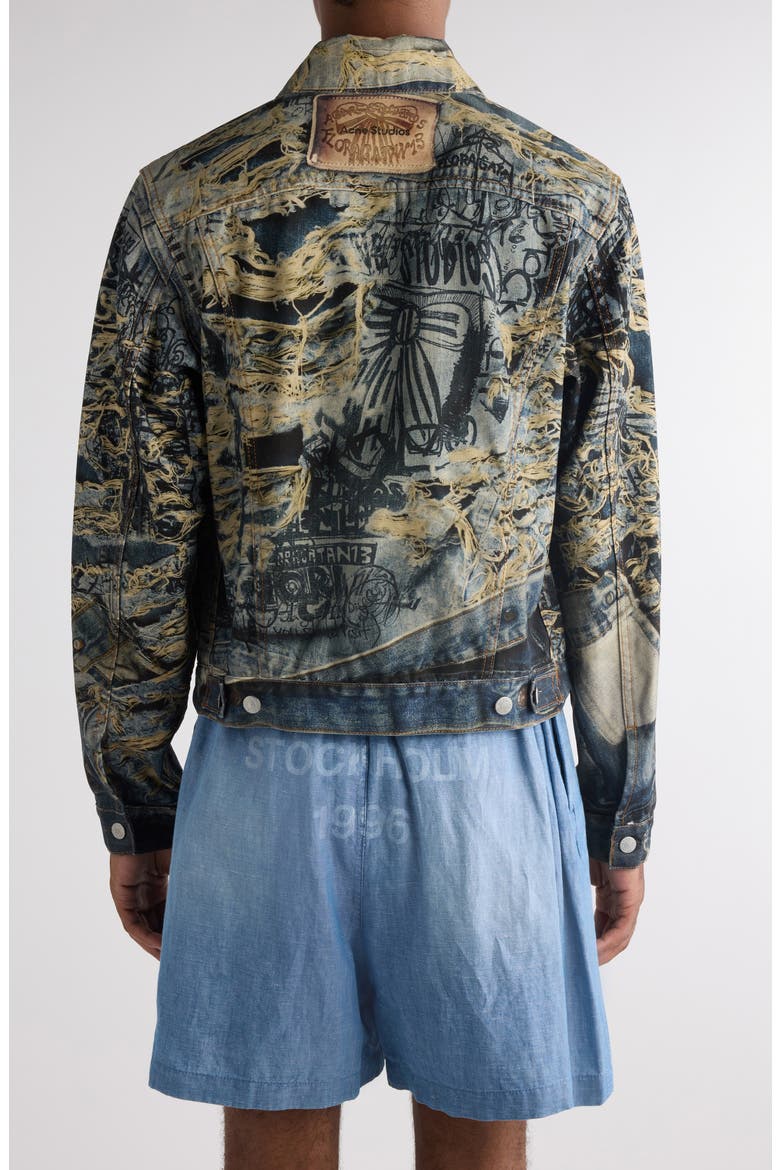 Trompe l'Oeil Print Denim Jacket, Alternate, color, MID BLUE