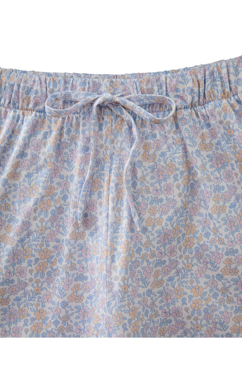 Petite Plume Olivia Floral Wide Leg Pima Cotton Pajamas, Alternate, color, White