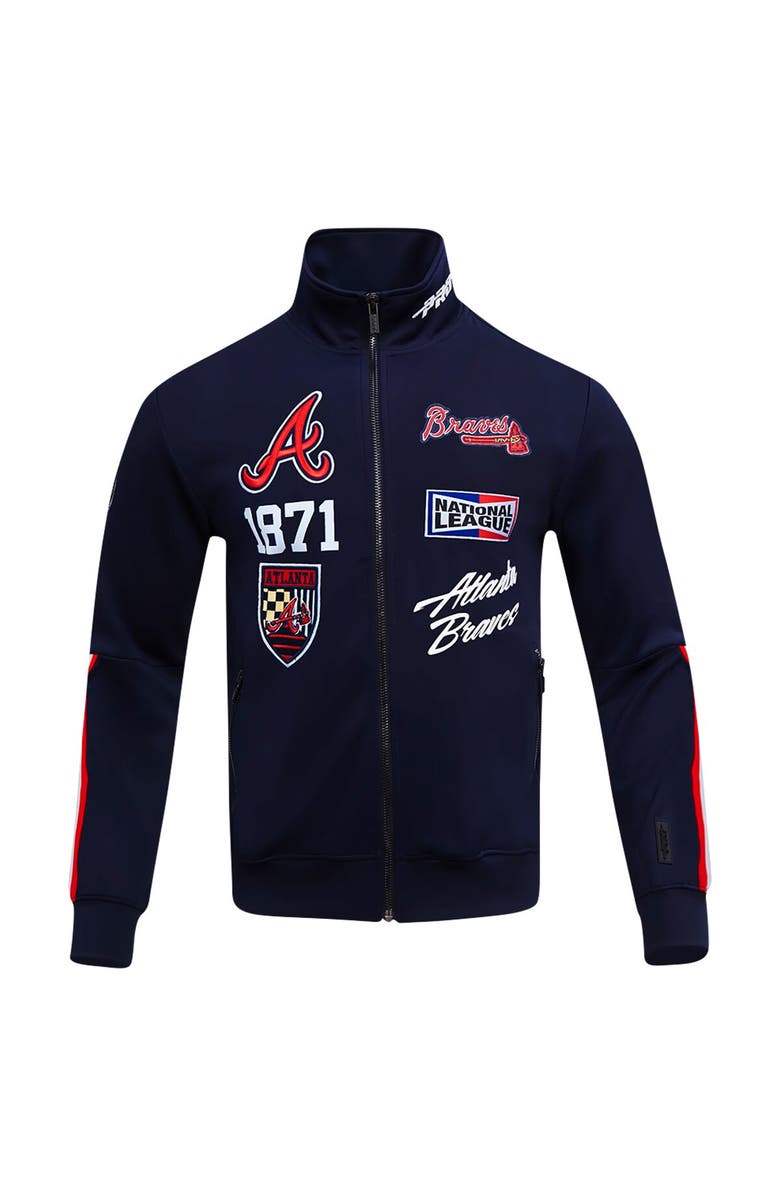 PRO STANDARD Men's Pro Standard Navy Atlanta Braves Fast Lane Full-Zip Track Jacket, Alternate, color,