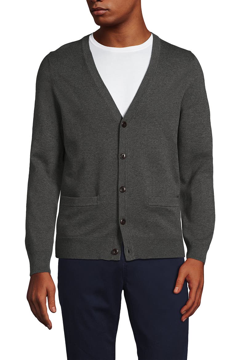 Fine Gauge Cotton Cardigan, Alternate, color, Charcoal Heather