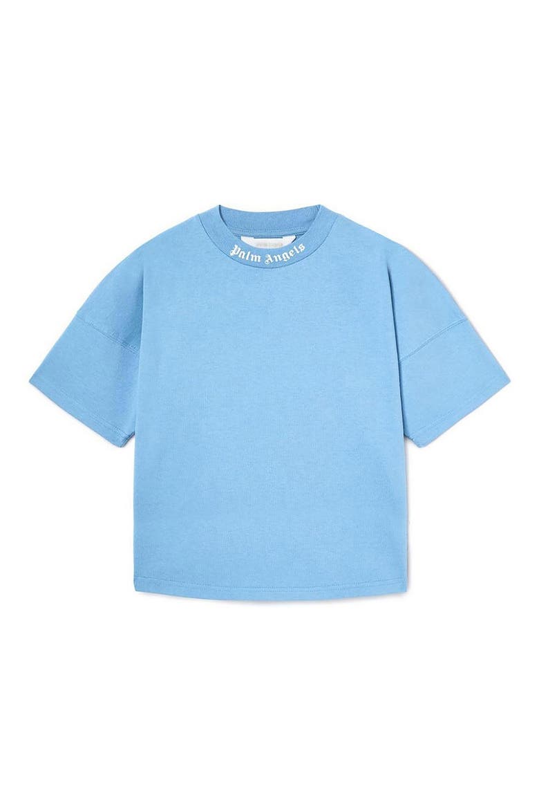 Kids' Classic Overlogo Cotton T-Shirt, Main, color, DUSTY BLUE/ OFF WHITE