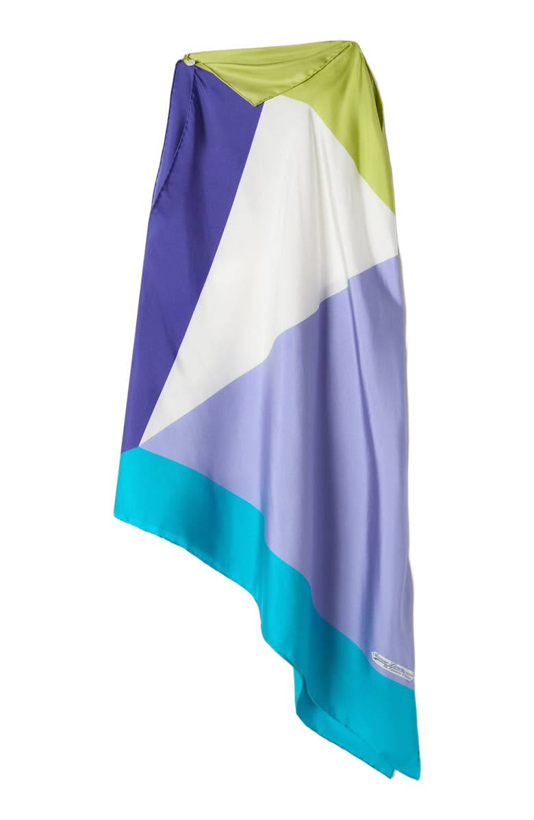 Lanvin Graphic Print Silk Top, Alternate, color, Light Blue/Green