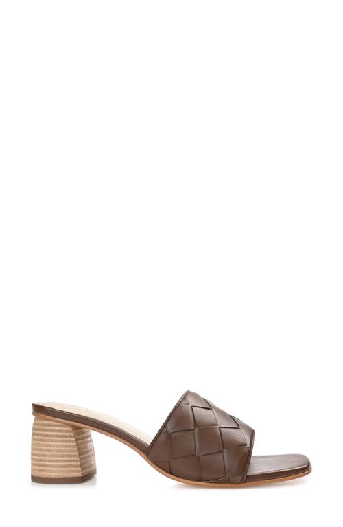 Journee Signature Kellee Woven Leather Sandal In Brown