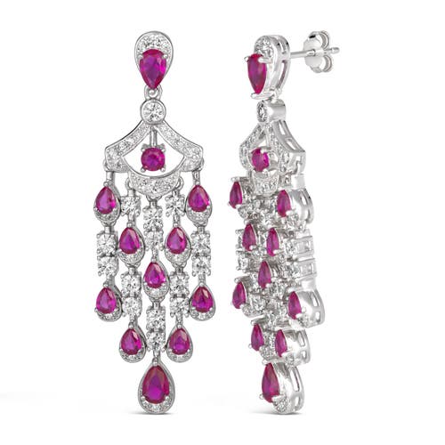 Anna Zuckerman Vintage Inspired Chandelier Earrings In Ruby