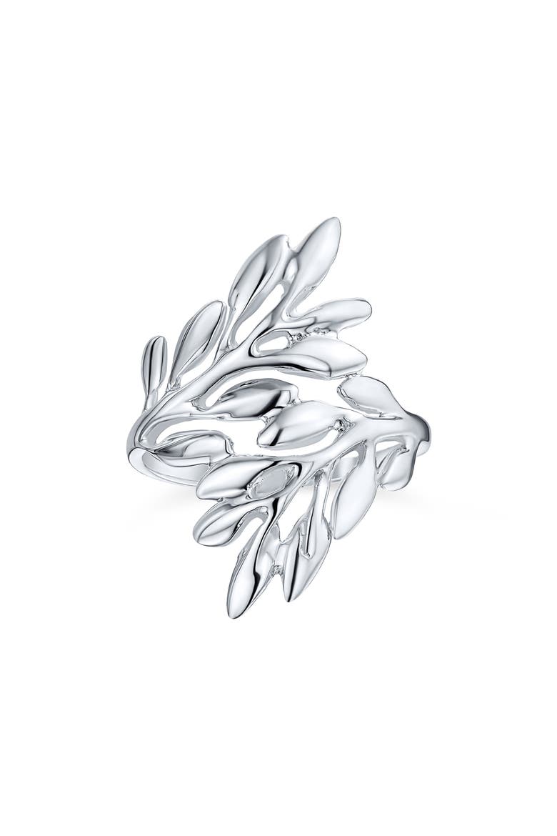 Ivy Vine Sterling Silver Bypass Ring, Main, color, SILVER