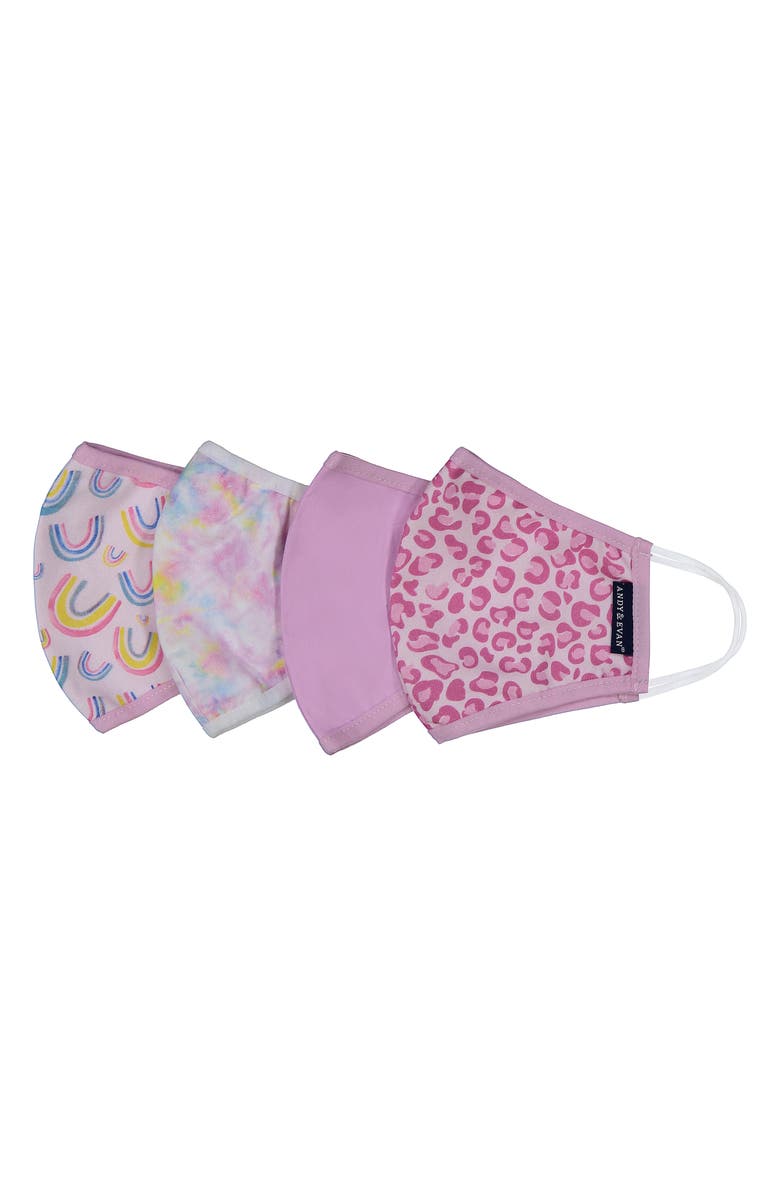 Andy & Evan Assorted 4-Pack Kids' Face Masks, Main, color, 