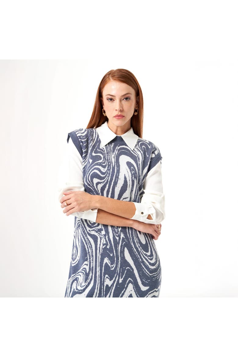 Special Patterned Knitwear Dress, Alternate, color, Indigo