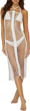 PQ SWIM Monique Fringe Halter Cover-Up Dress