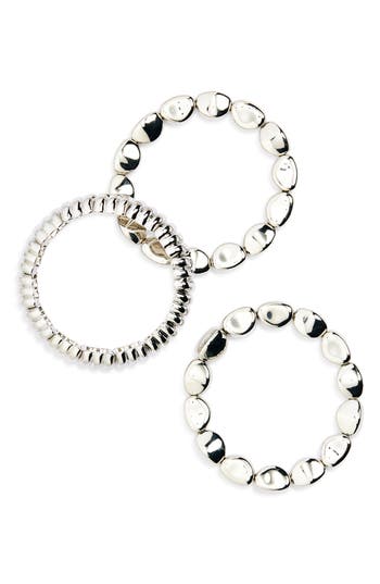 Tasha Set Of 3 Beaded Stretch Bracelets In Silver