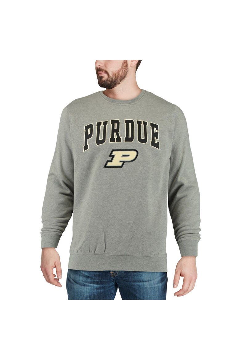Men's Colosseum Heather Gray Purdue Boilermakers Arch & Logo Crew Neck Sweatshirt, Alternate, color, Heather Gray