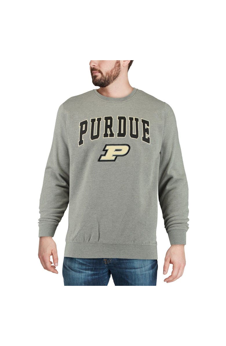 COLOSSEUM Men's Colosseum Heather Gray Purdue Boilermakers Arch & Logo Crew Neck Sweatshirt, Alternate, color, Heather Gray
