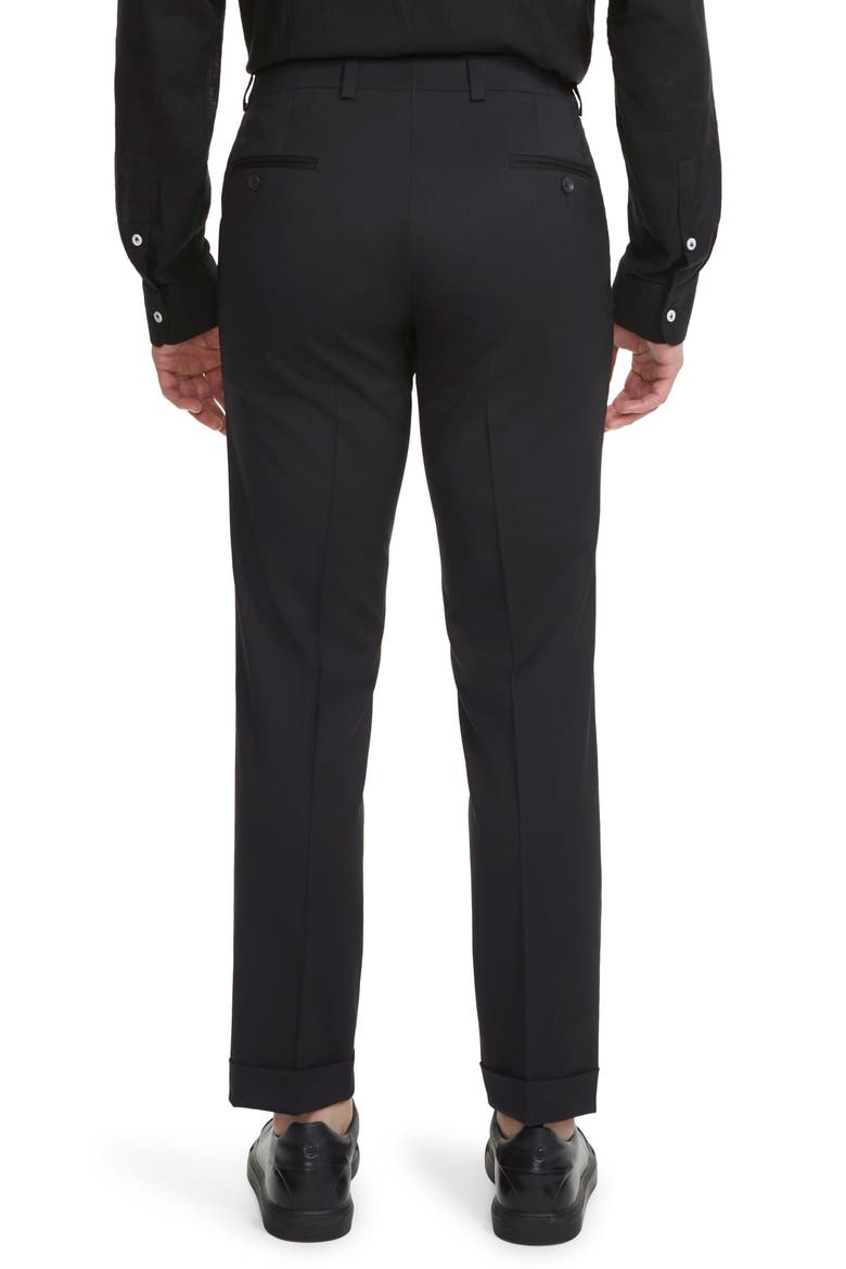Payne Flat Front Wool Trousers, Alternate, color, BLACK