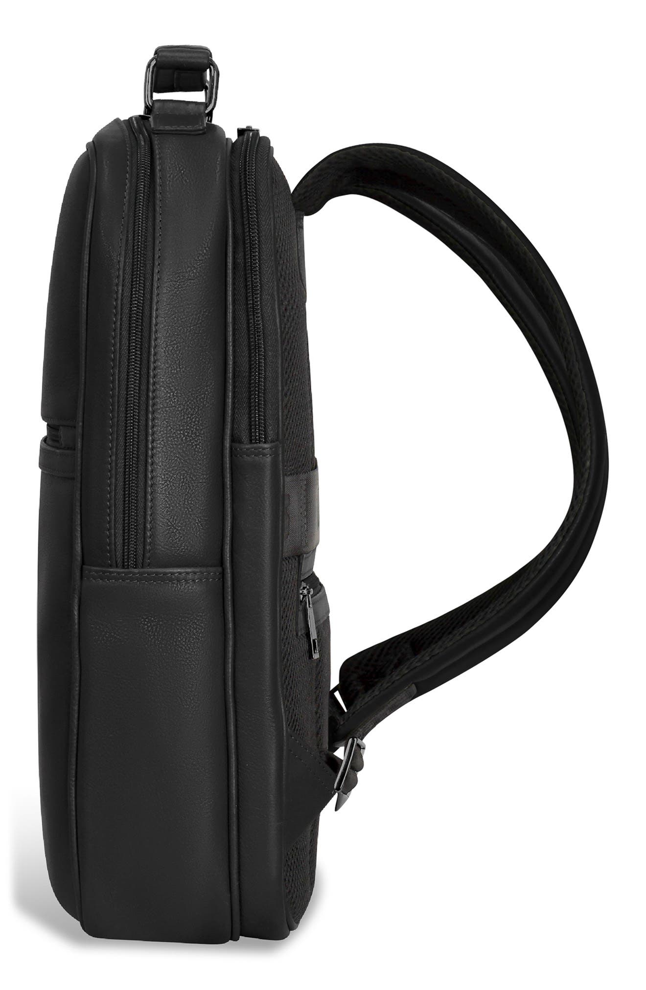 CHAMPS Compact Leather Travel Backpack, Alternate, color, Black