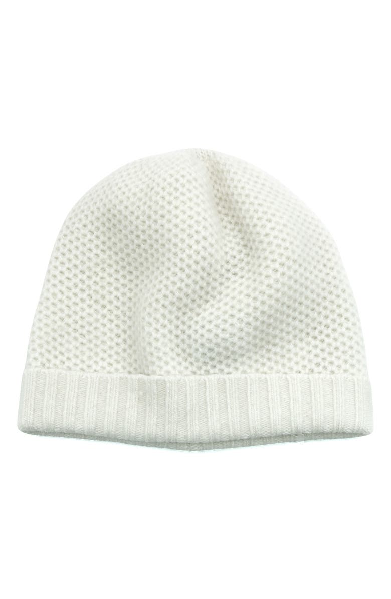 Portolano Honeycomb Cashmere Beanie, Main, color, Bleached White