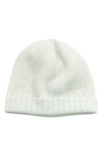 Portolano Honeycomb Cashmere Beanie In White