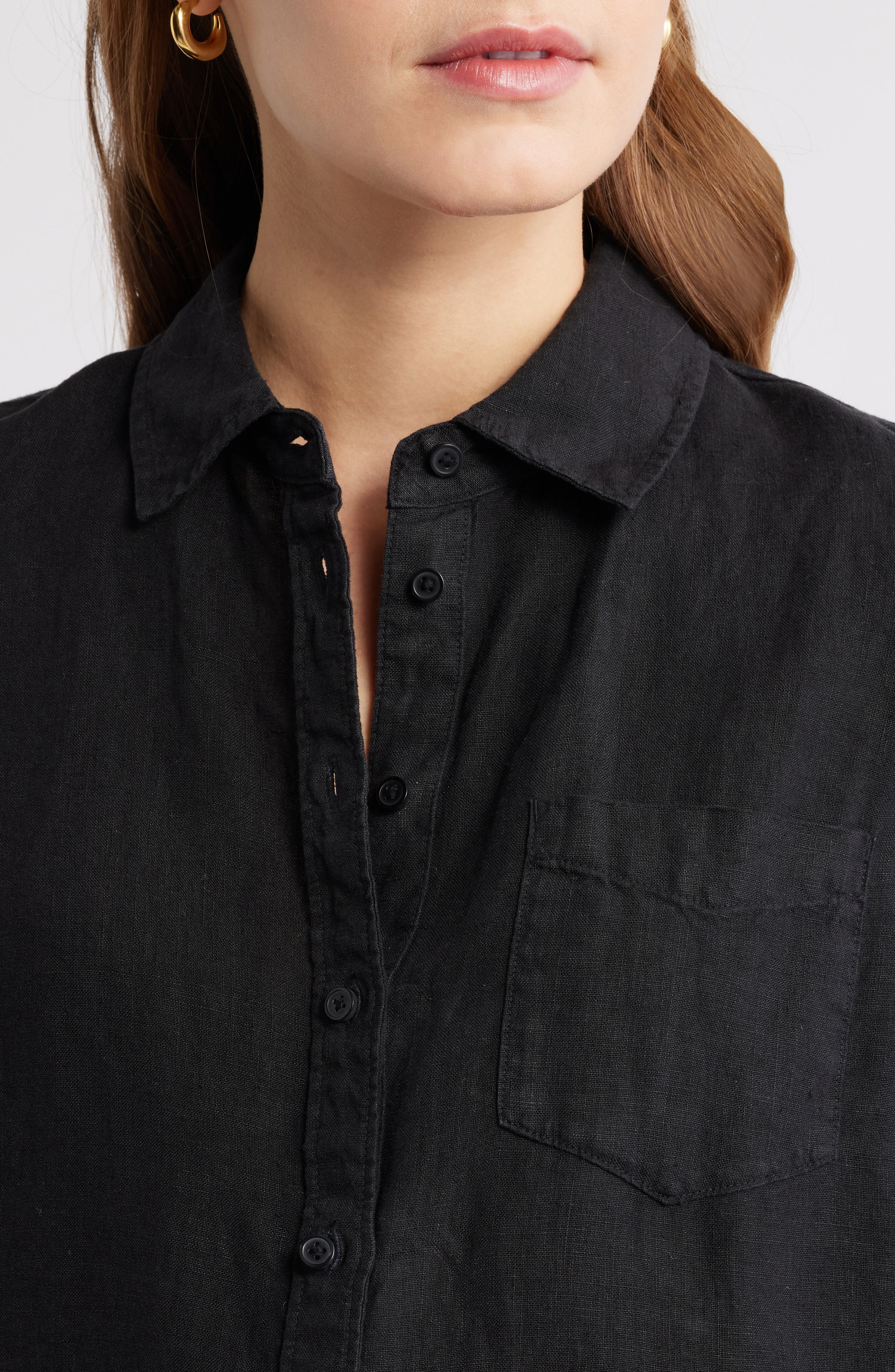 Женские Caslon® Casual Linen Button-Up Shirt — фото 4