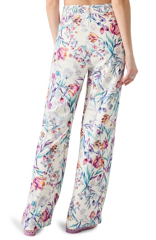 Steve Madden Denia Floral Print Wide Leg Pants In White