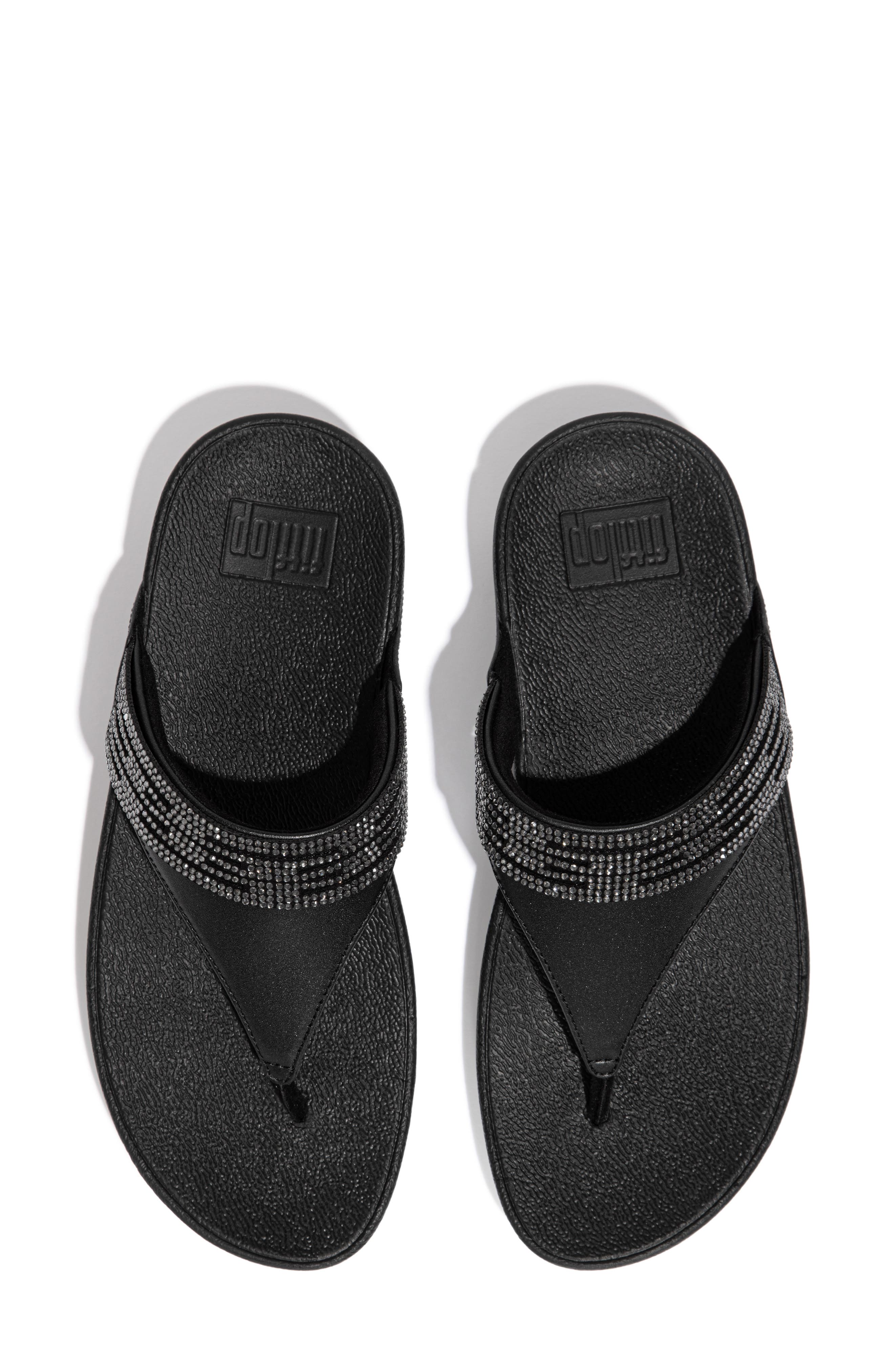 FitFlop Lulu Crystal Leather Wedge Sandal, Alternate, color, 