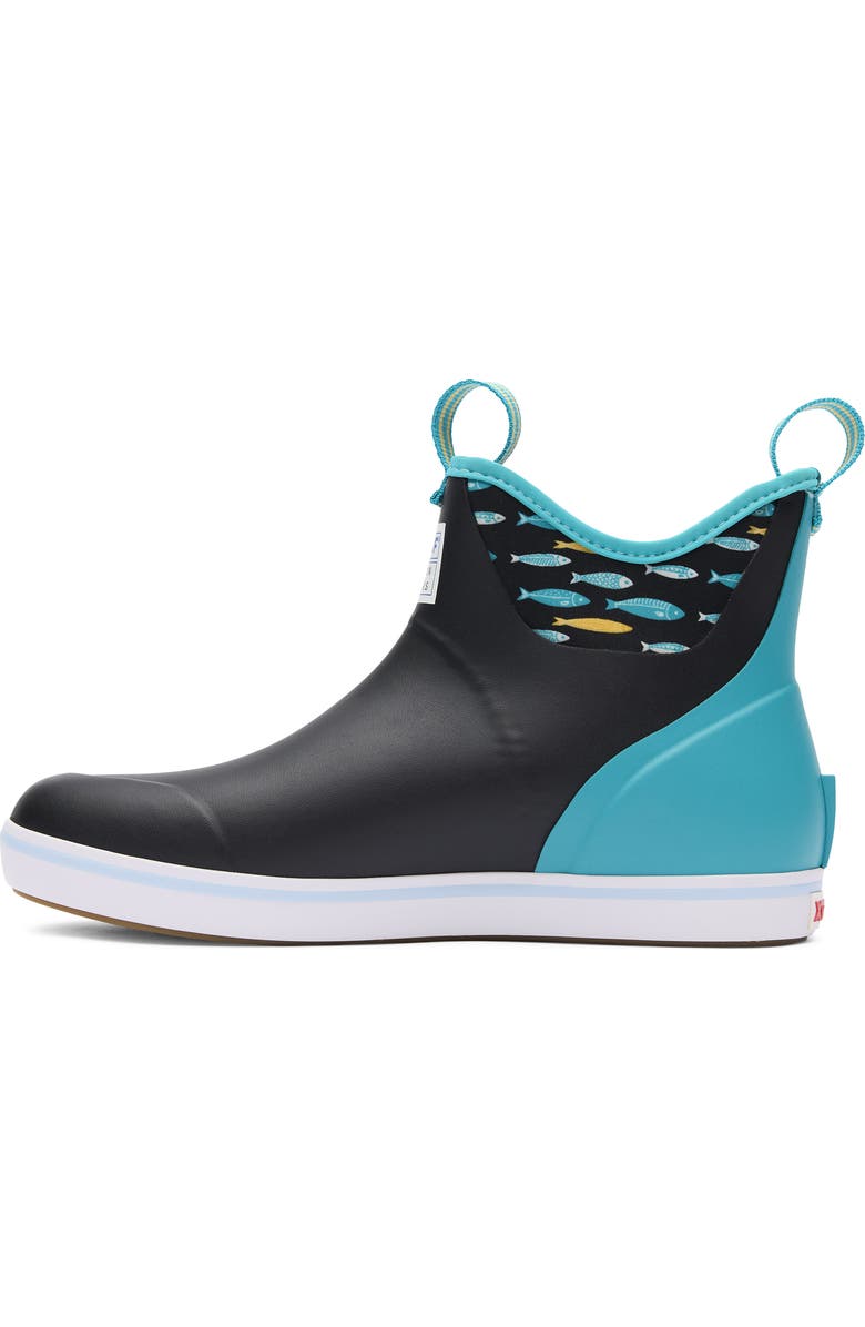 XTRATUF x Salmon Sisters Waterproof Ankle Deck Boot, Alternate, color, Black/ Tails And Scales