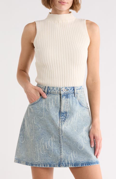 Mock Neck Ribbed Sweater Tank