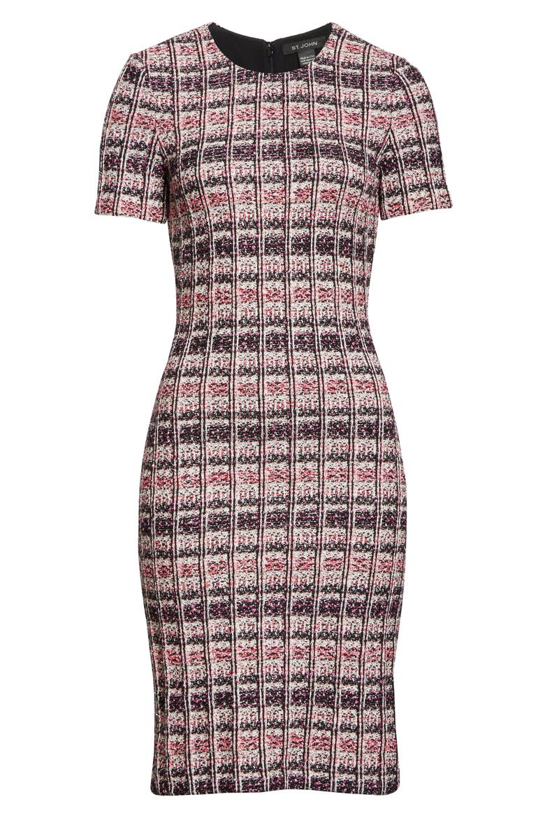 Monarch Textured Tweed Knit Sheath Dress, Alternate, color, CAMELLIA MULTI