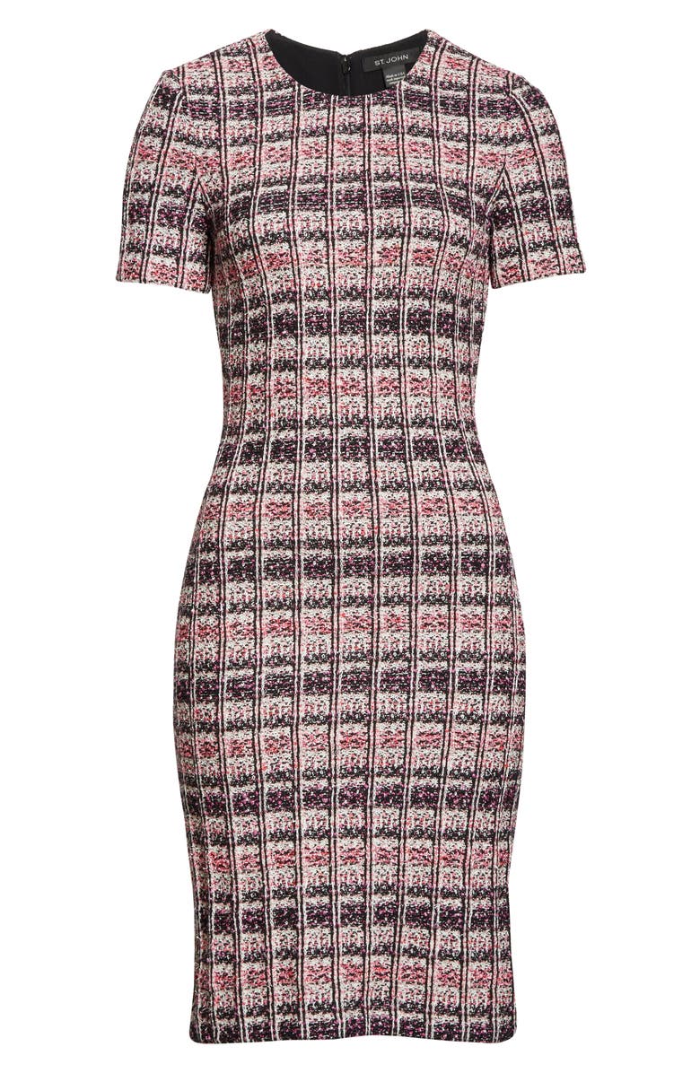 St. John Collection Monarch Textured Tweed Knit Sheath Dress, Alternate, color, 
