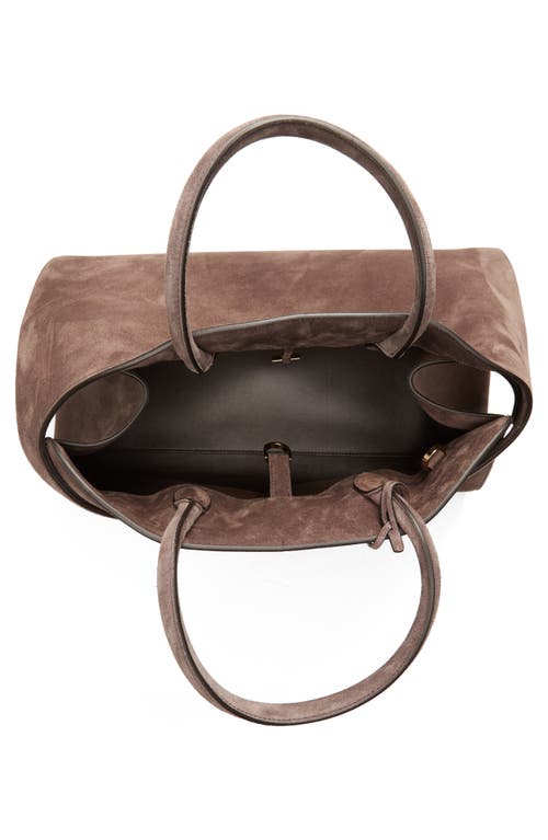 Shop Ferragamo Medium Hug Suede Top Handle Bag In Testa Di Moro