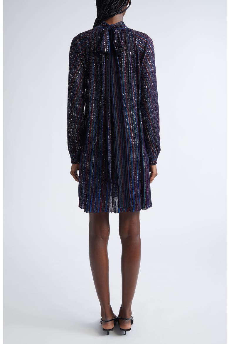 Sequin Stripe Long Sleeve Minidress, Alternate, color, BLUE GREEN AND BURGUNDY TONES