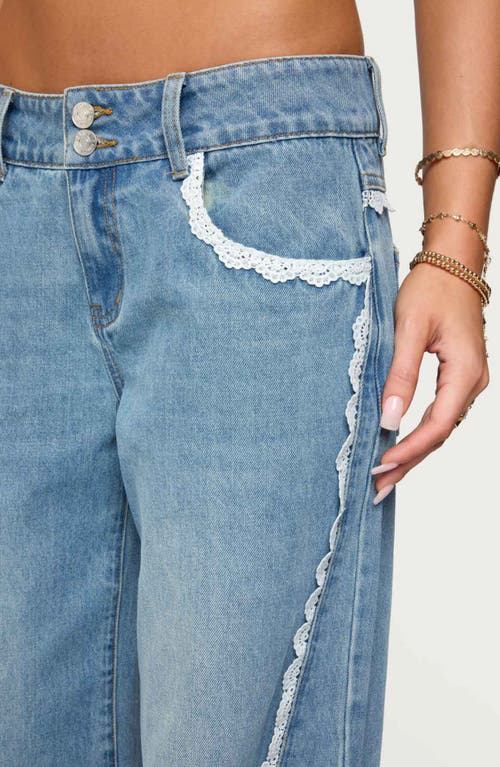 Edikted Alisha Lacey Low Rise Light Rinse Wash Jeans In Blue