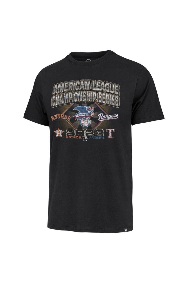 Men's '47  Black Houston Astros vs. Texas Rangers 2023 ALCS Matchup Franklin T-Shirt, Alternate, color, Black