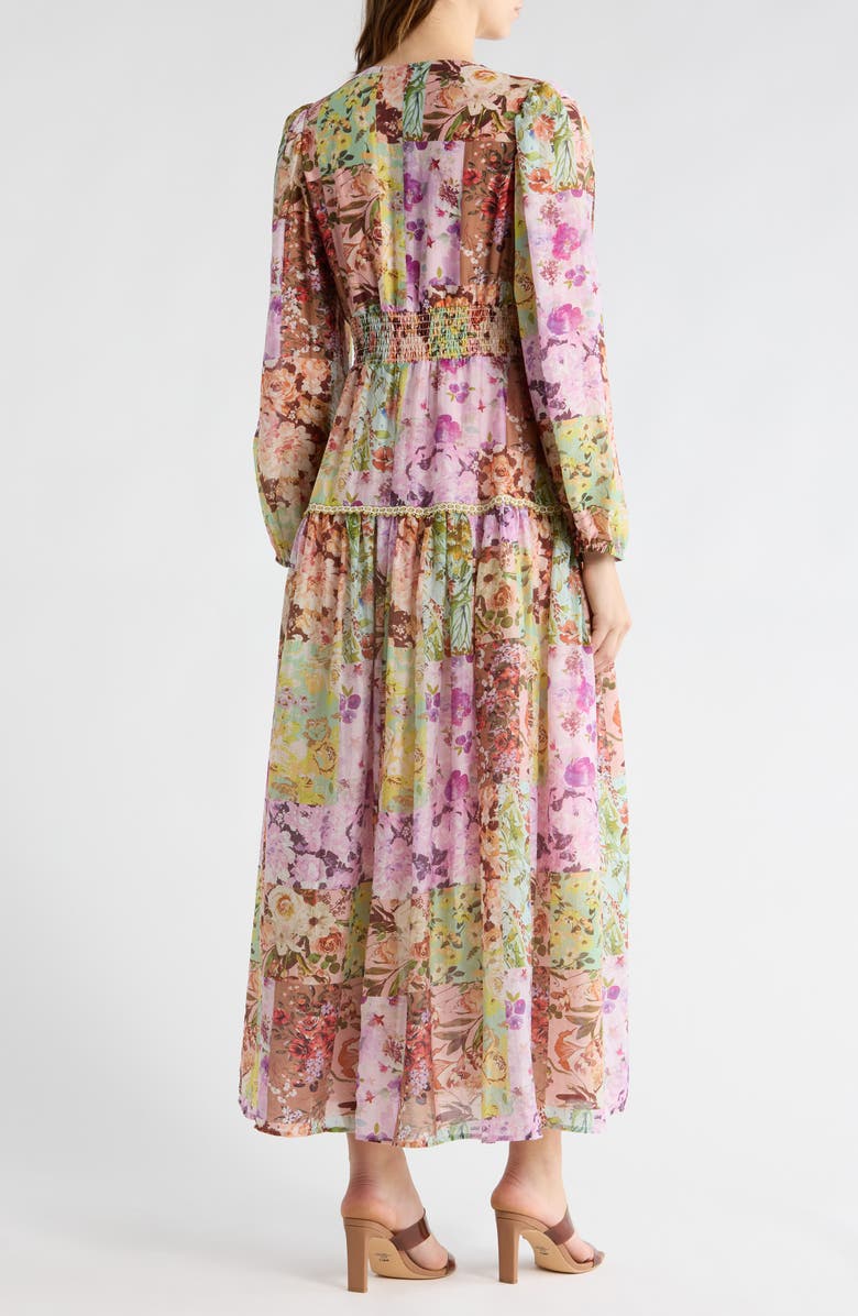 Love By Design Anna Long Sleeve Button Front Maxi Dress, Alternate, color, Flower Collage