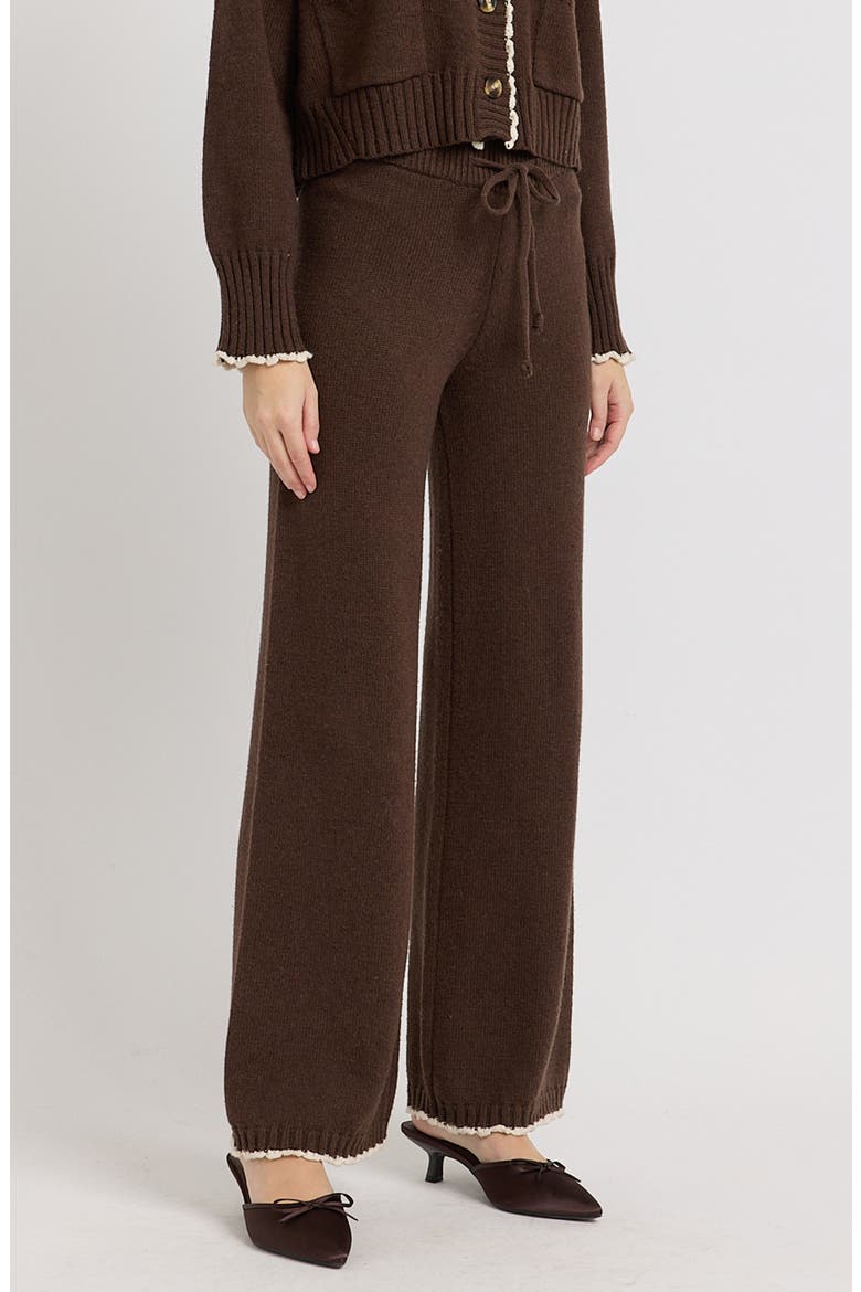 Victoria Drawstring Wide Leg Knit Pants, Alternate, color, BROWN