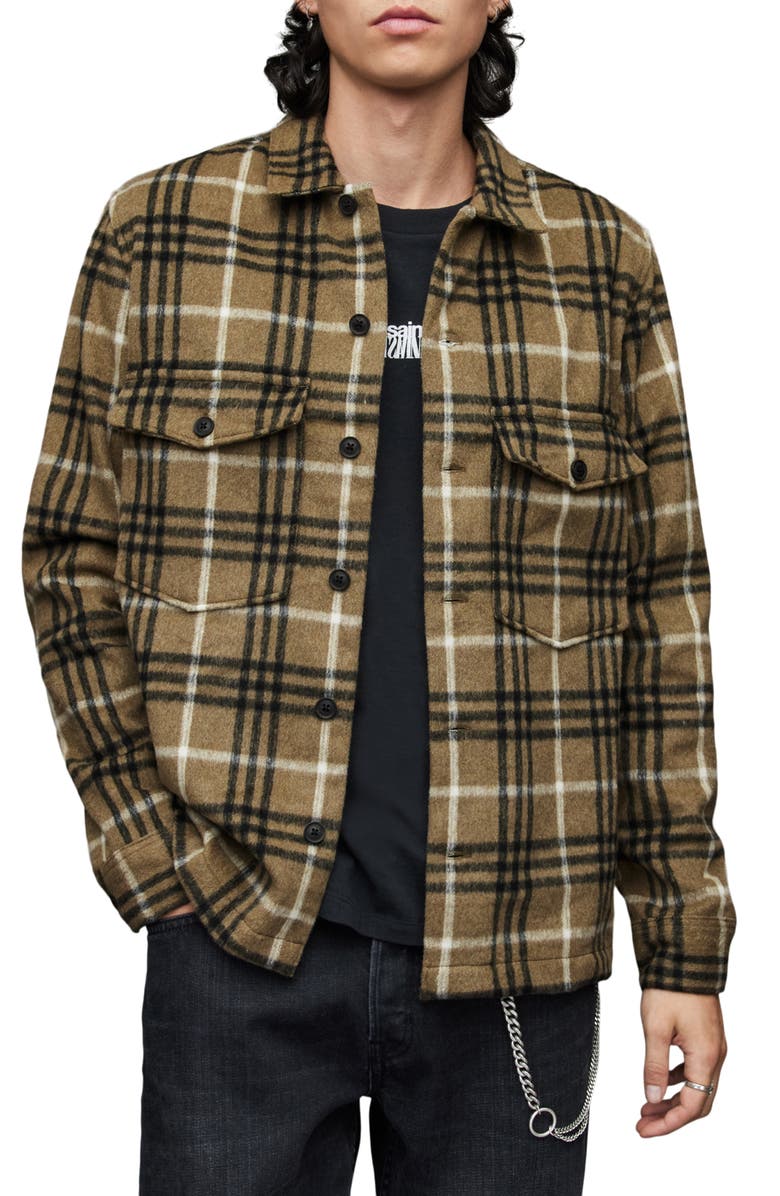 AllSaints Berthold Plaid Button-Up Shirt, Main, color,