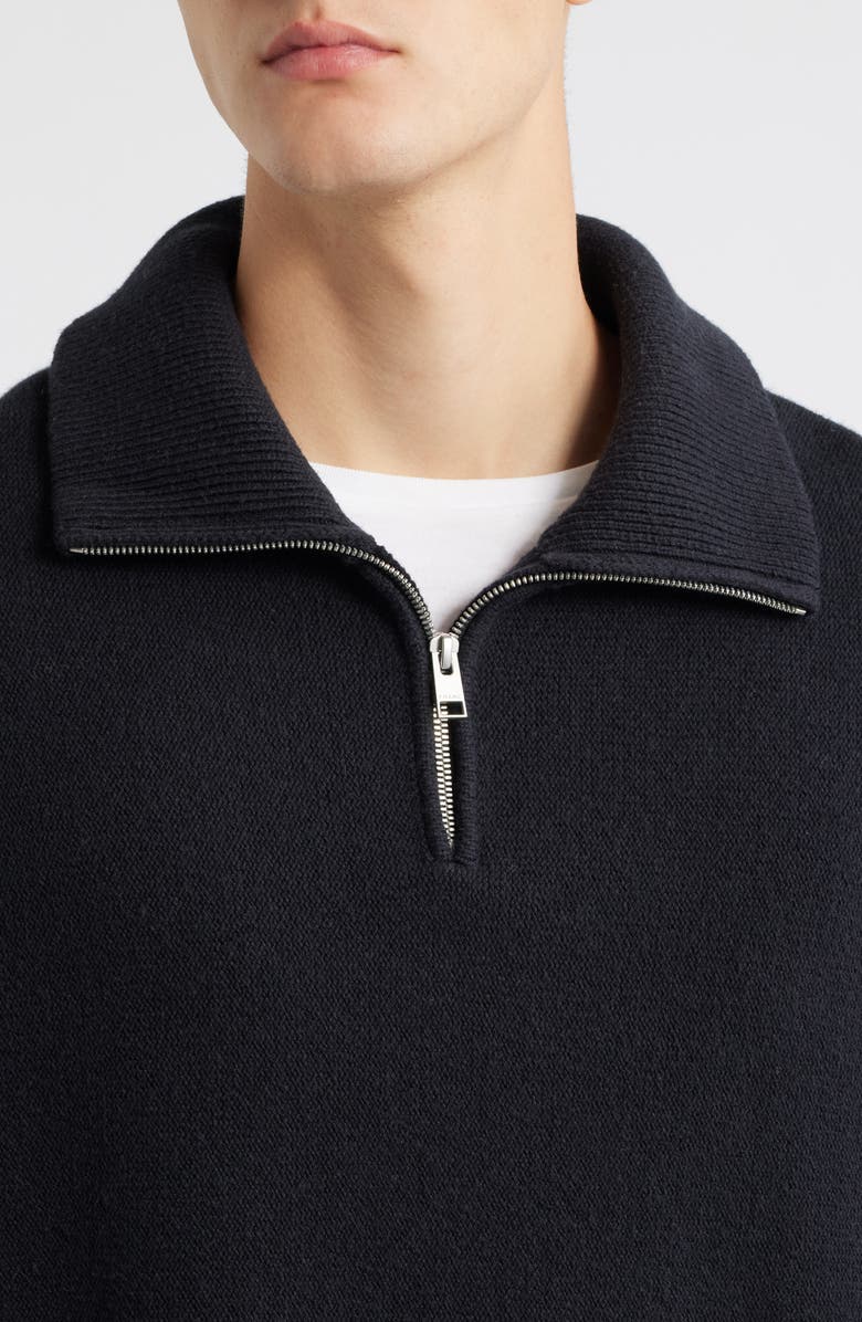 FRAME Half Zip Wool & Cotton Sweater, Alternate, color, Black