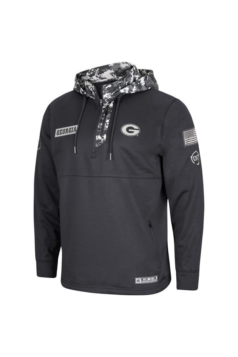 Men's Colosseum Charcoal Georgia Bulldogs OHT Military Appreciation Digital Camo Quarter-Zip Hoodie, Alternate, color, Charcoal