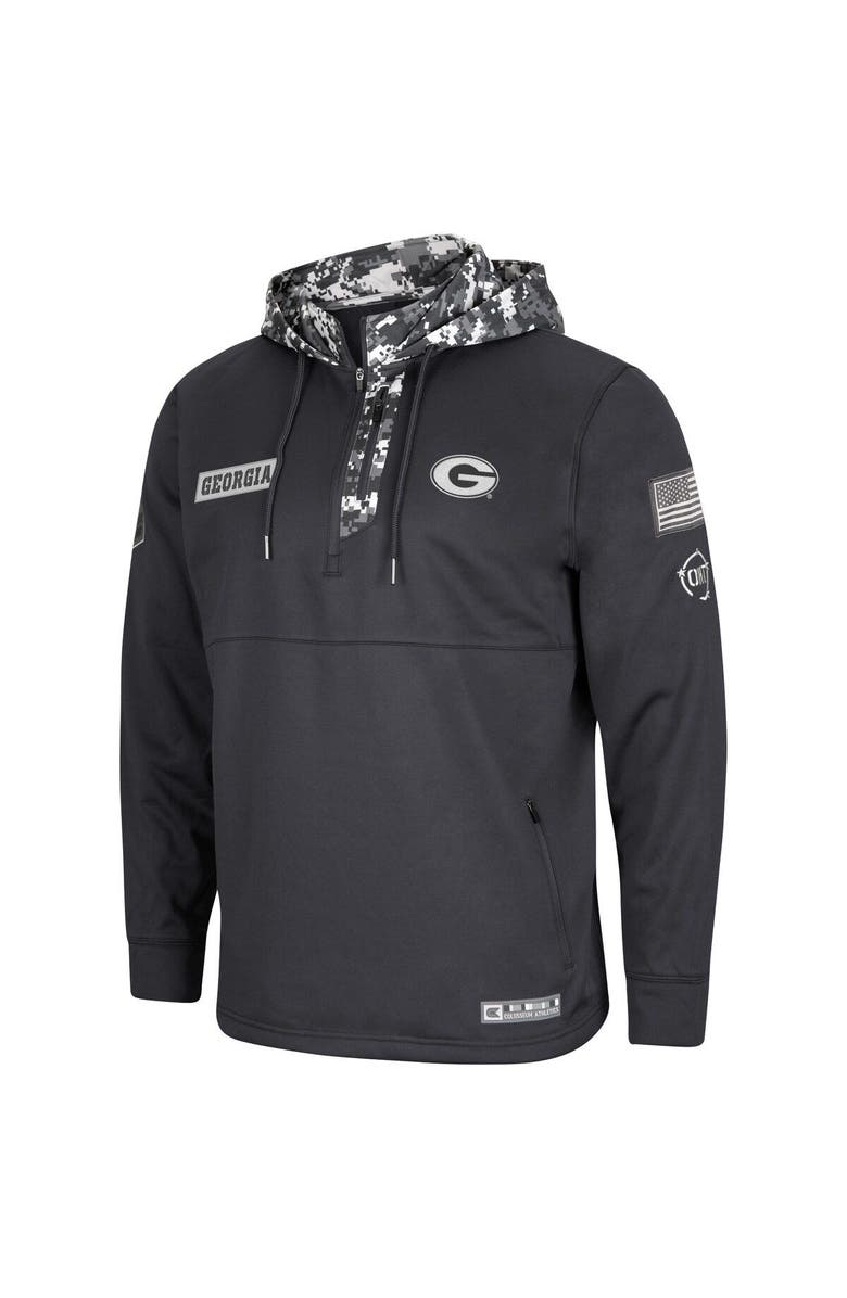 COLOSSEUM Men's Colosseum Charcoal Georgia Bulldogs OHT Military Appreciation Digital Camo Quarter-Zip Hoodie, Alternate, color, 