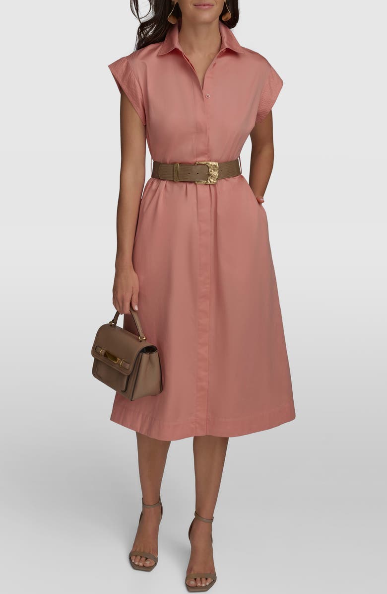 Donna Karan New York Belted Cap Sleeve Shirtdress, Alternate, color, 