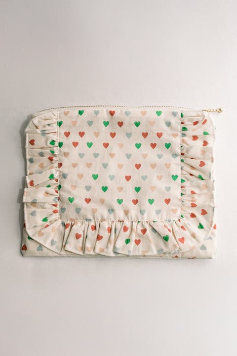 Timeless Floral Ruffle Zipper Pouch