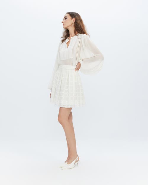 Theo The Label Atropos Windowpane Lace Banker Skirt In White