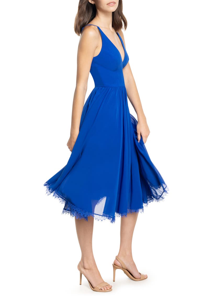 Alicia Mixed Media Midi Dress, Alternate, color, ELECTRIC BLUE