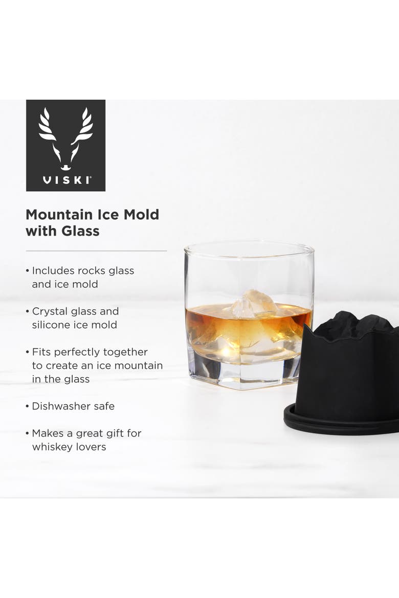 Glacier 2-Piece Mountain Ice Mold with Crystal Glass Set, Alternate, color, Black