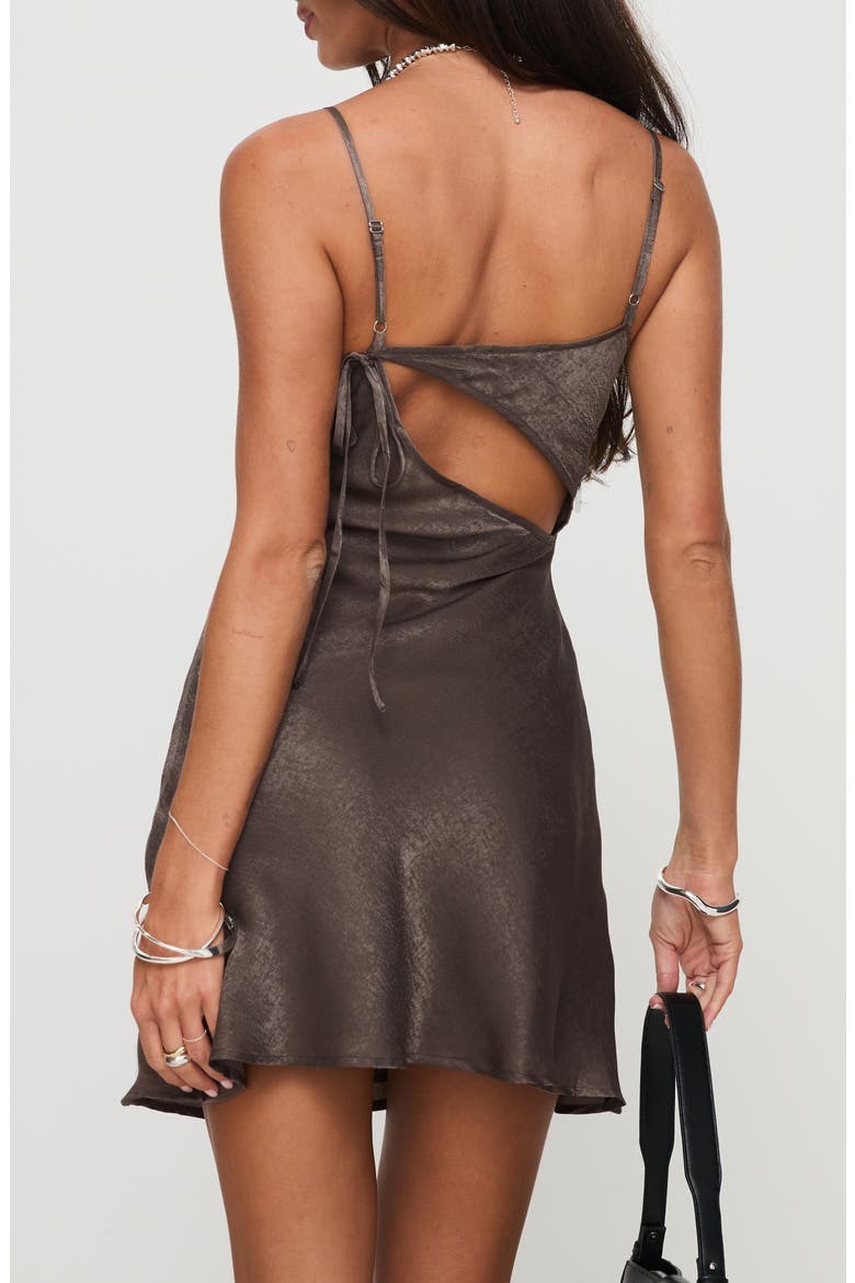 Linger Cutout Bias Cut Minidress, Alternate, color, BROWN
