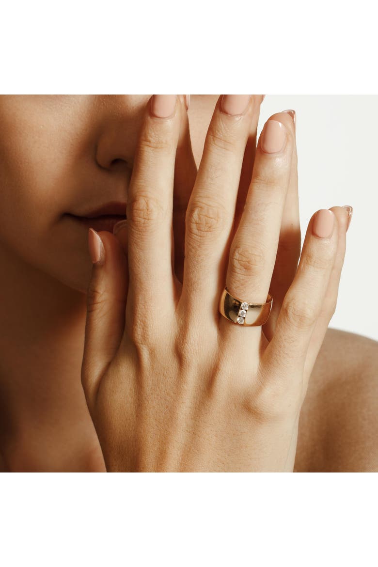 Orb Diamond Split Cigar Ring, Alternate, color, Yellow Gold