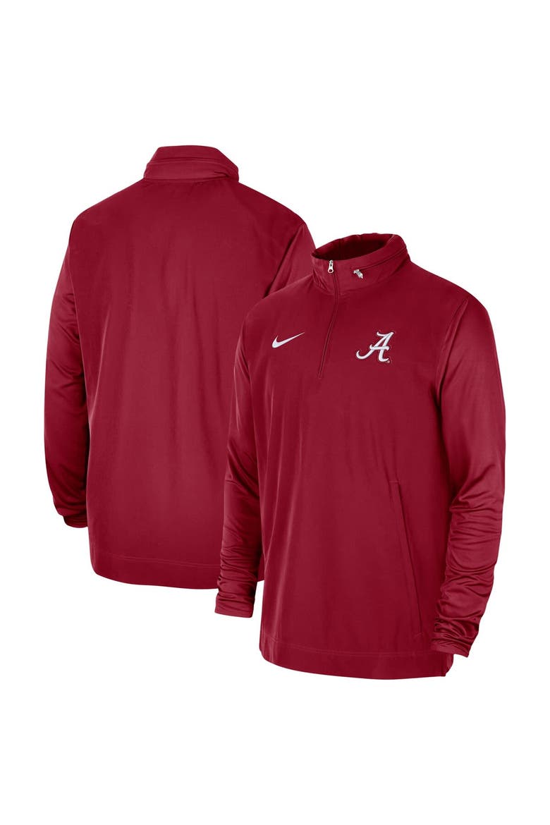 Men's Nike Crimson Alabama Crimson Tide 2023 Coach Half-Zip Hooded Jacket, Main, color, Crimson