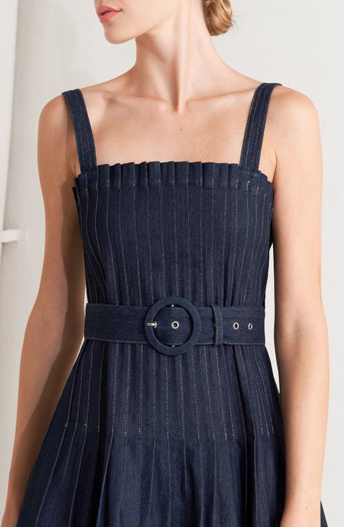 Freemarket Pleat Bodice Denim Minidress In Blue