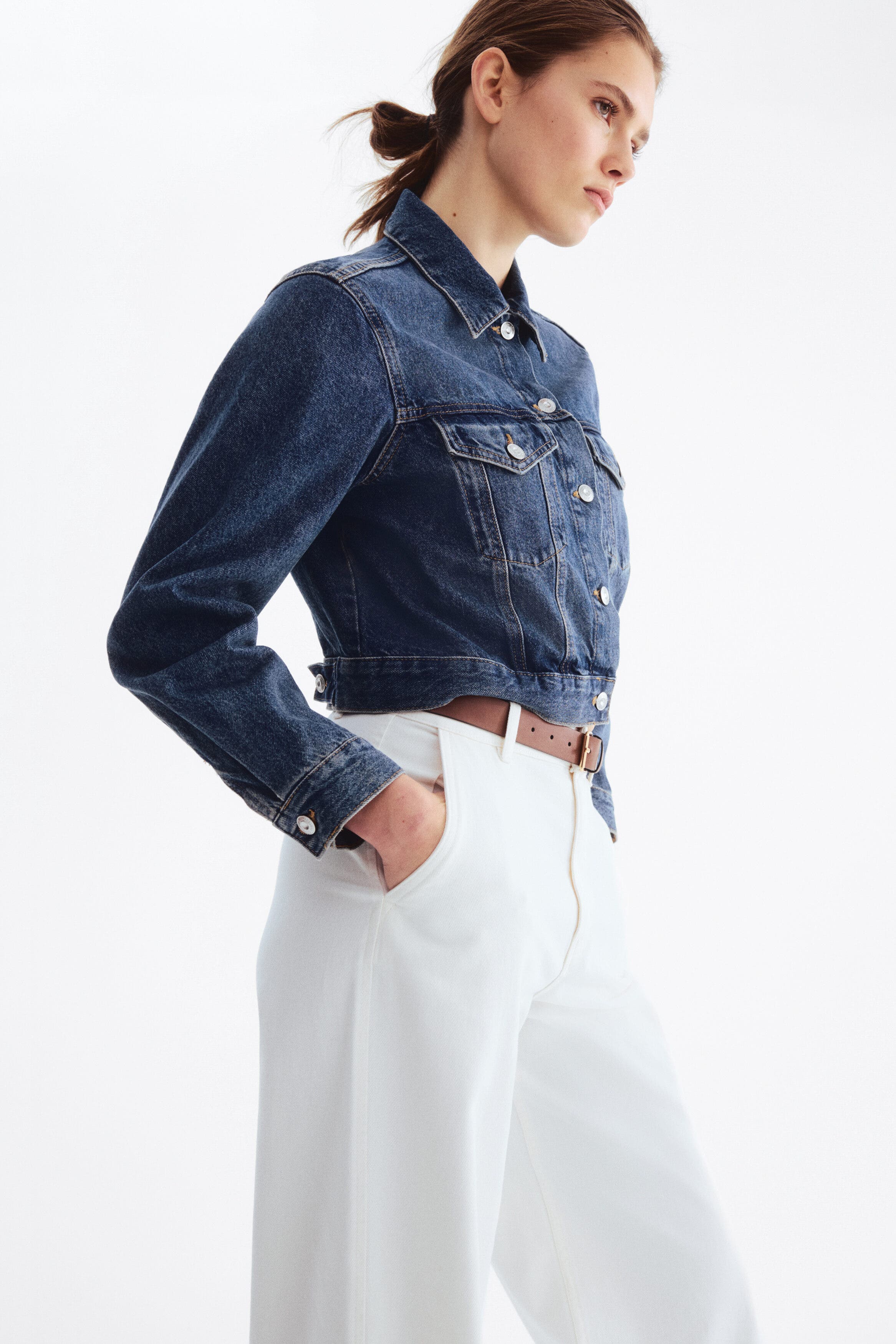 Wide belted twill pants - image 2