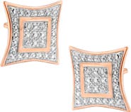 Haus of Brilliance Silver Diamond Accent 4-Stone Four Pointed Star Shaped Halo-Style Stud Earrings