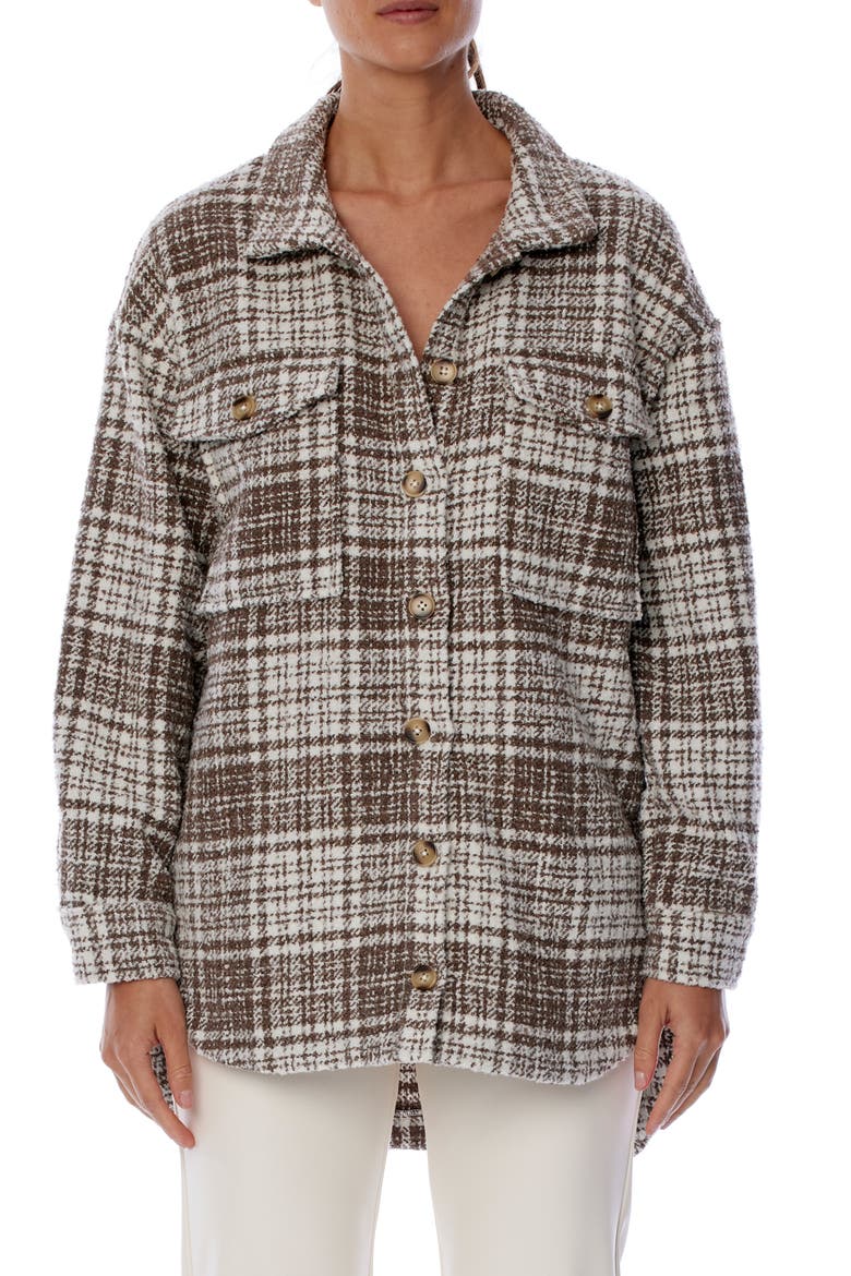 Pamela Shirt Jacket, Main, color, BROWN AND CREAM