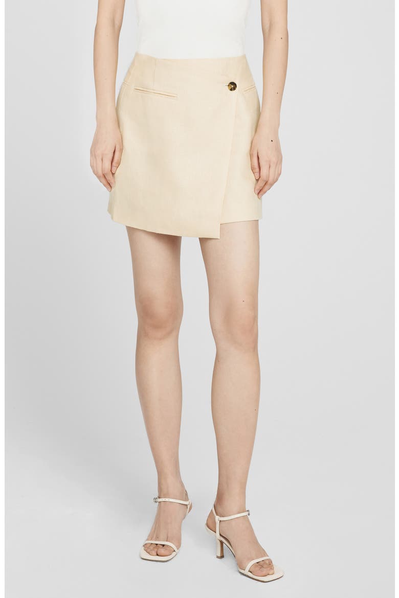 Natalia Linen Wrap Miniskirt, Main, color, LIGHT YELLOW LINEN