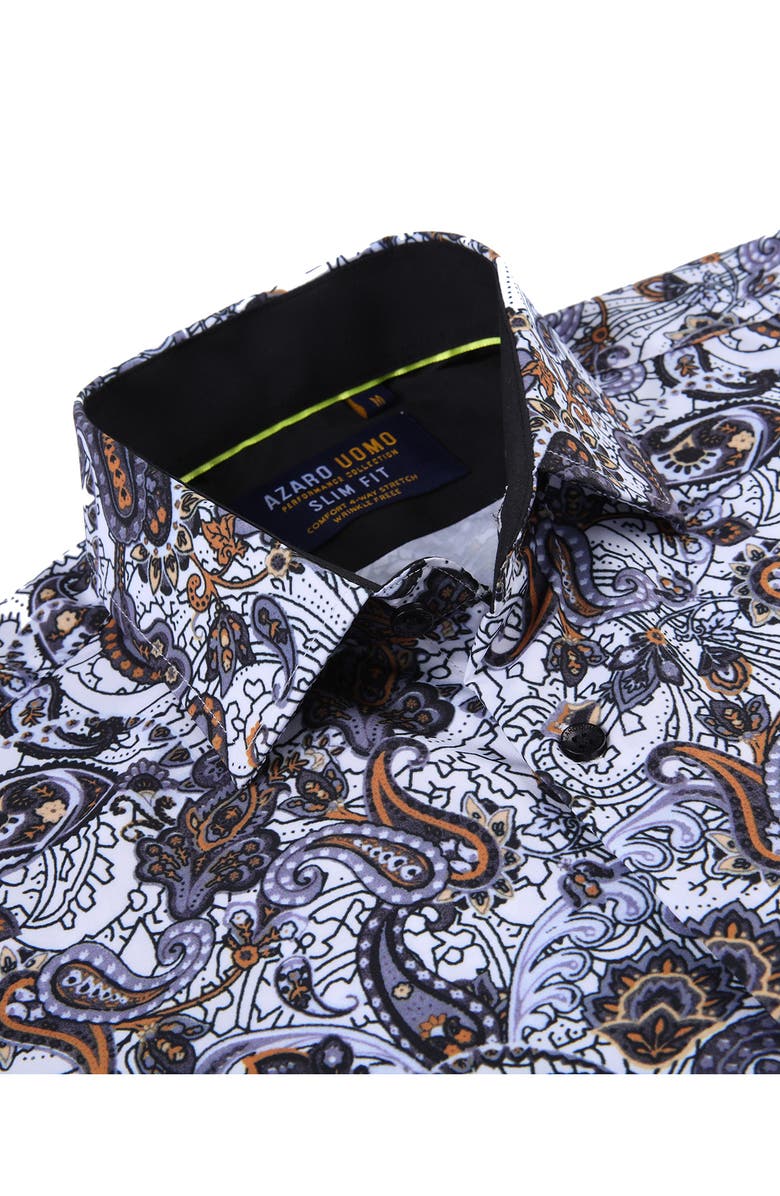 Azaro Uomo Slim Fit Paisley Print Performance Dress Shirt, Alternate, color,